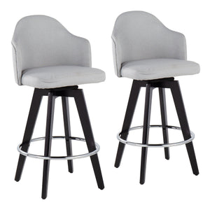 Ahoy - Contemporary Fixed Height Counter Stool Round Chrome Footrest (Set of 2) - Gray