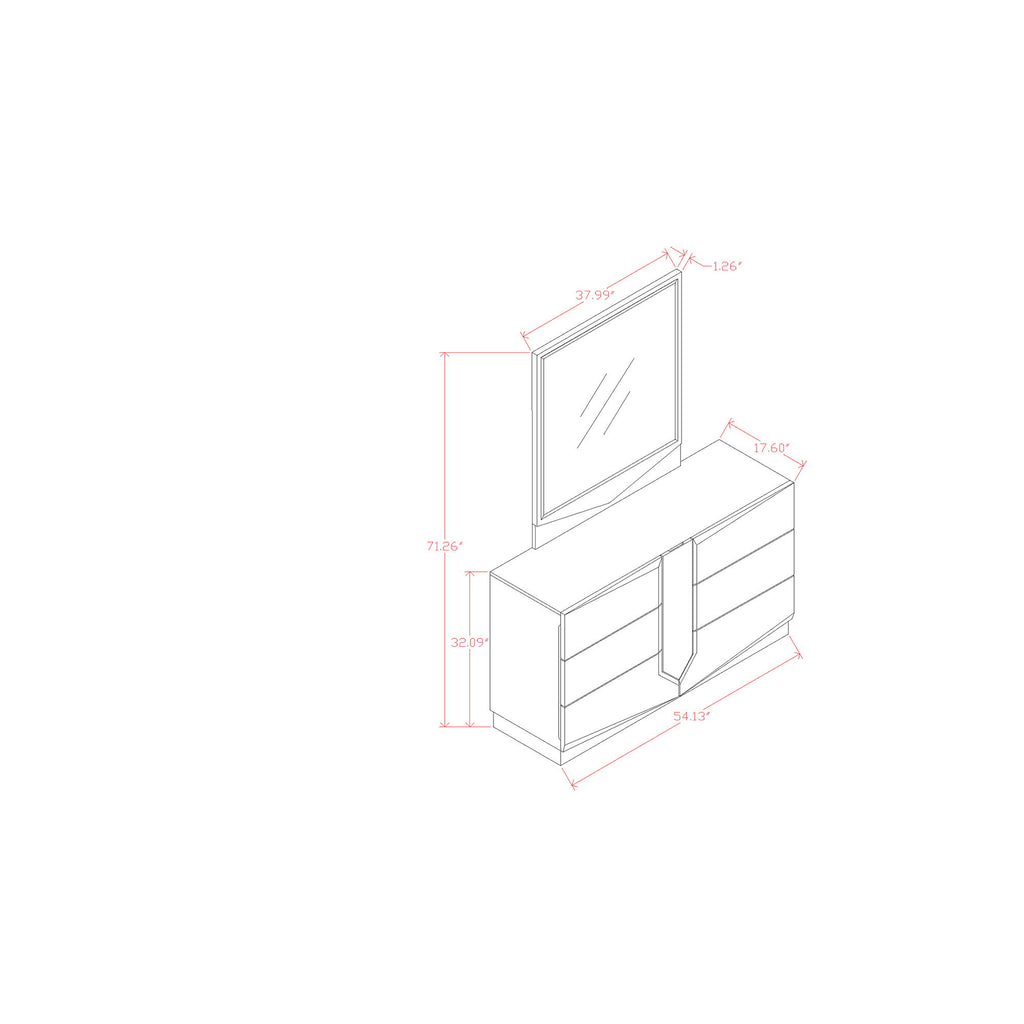 Vios - Zebra High Gloss Dresser - White