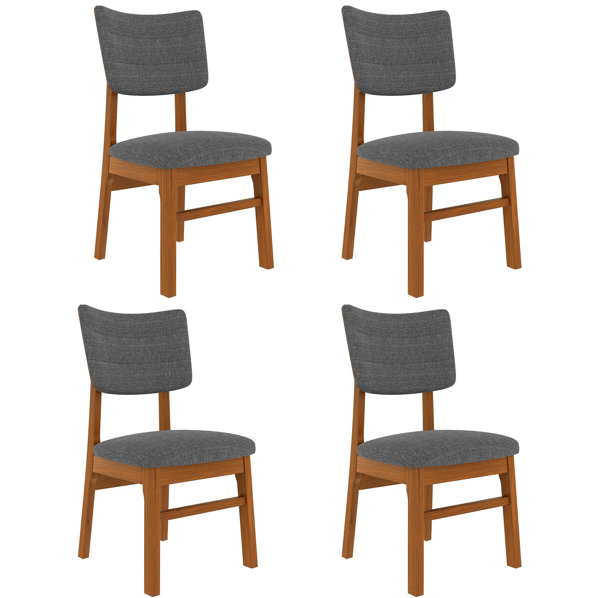 Dining Chairs (Set of 4), Wooden Dining Chair Armless, Mid Century Modern Upholstered Seat Cushion Dining Room Chair For Home Kitchen Dining Room Restaurant - Brown / Gray