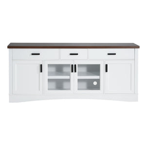 TV Console Stand, Glass Doors & Storage Drawers, Adjustable Shelves