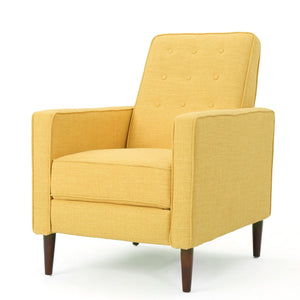 Mid - Century Modern Recliner With Button Tufted Waffle Stitch - Yellow