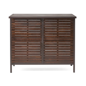 Bar Table With Slat Panel Design - Dark Brown