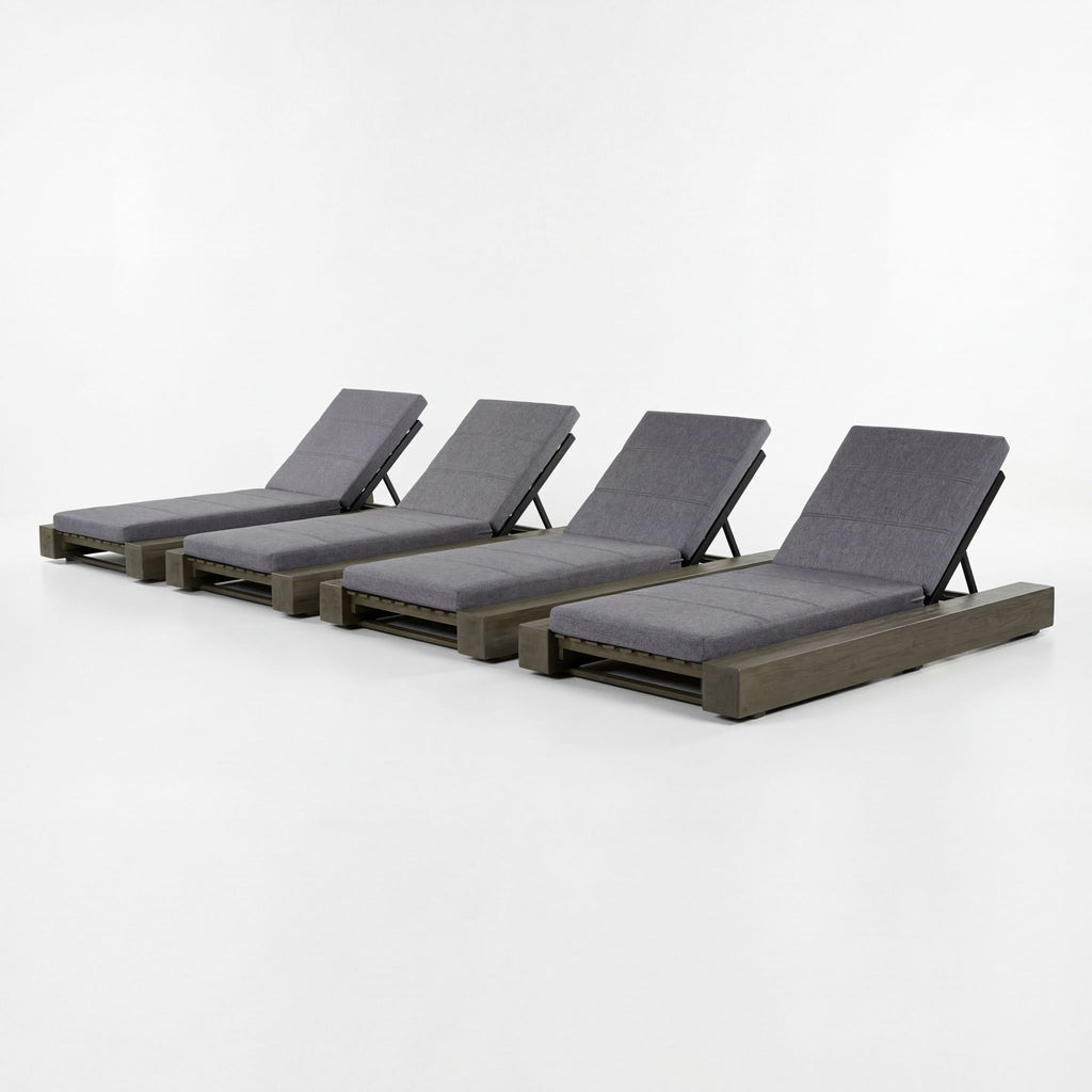 Outdoor Chaise Lounges With Water-Resistant Cushions, Adjustable Backrest