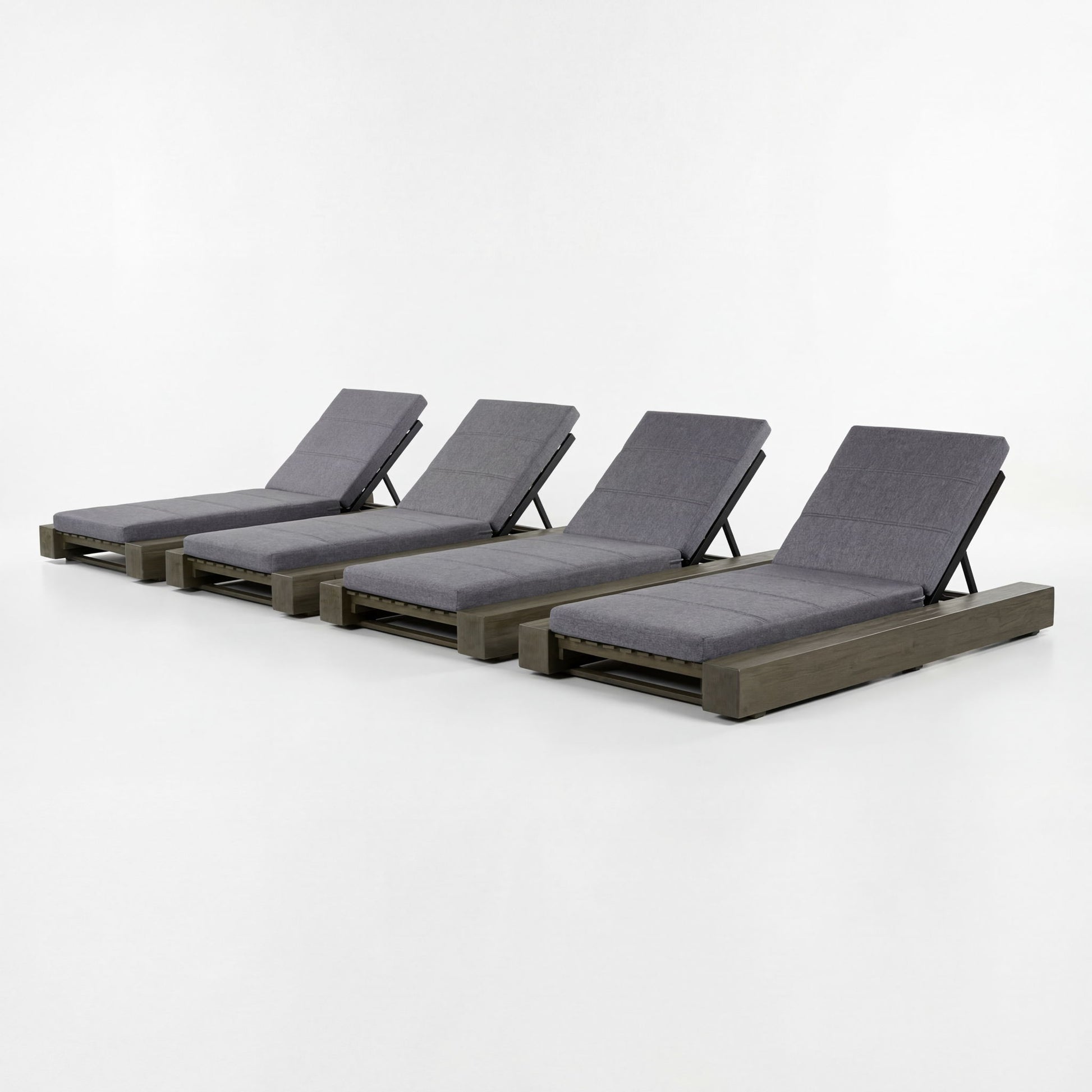 Outdoor Chaise Lounges With Water-Resistant Cushions, Adjustable Backrest