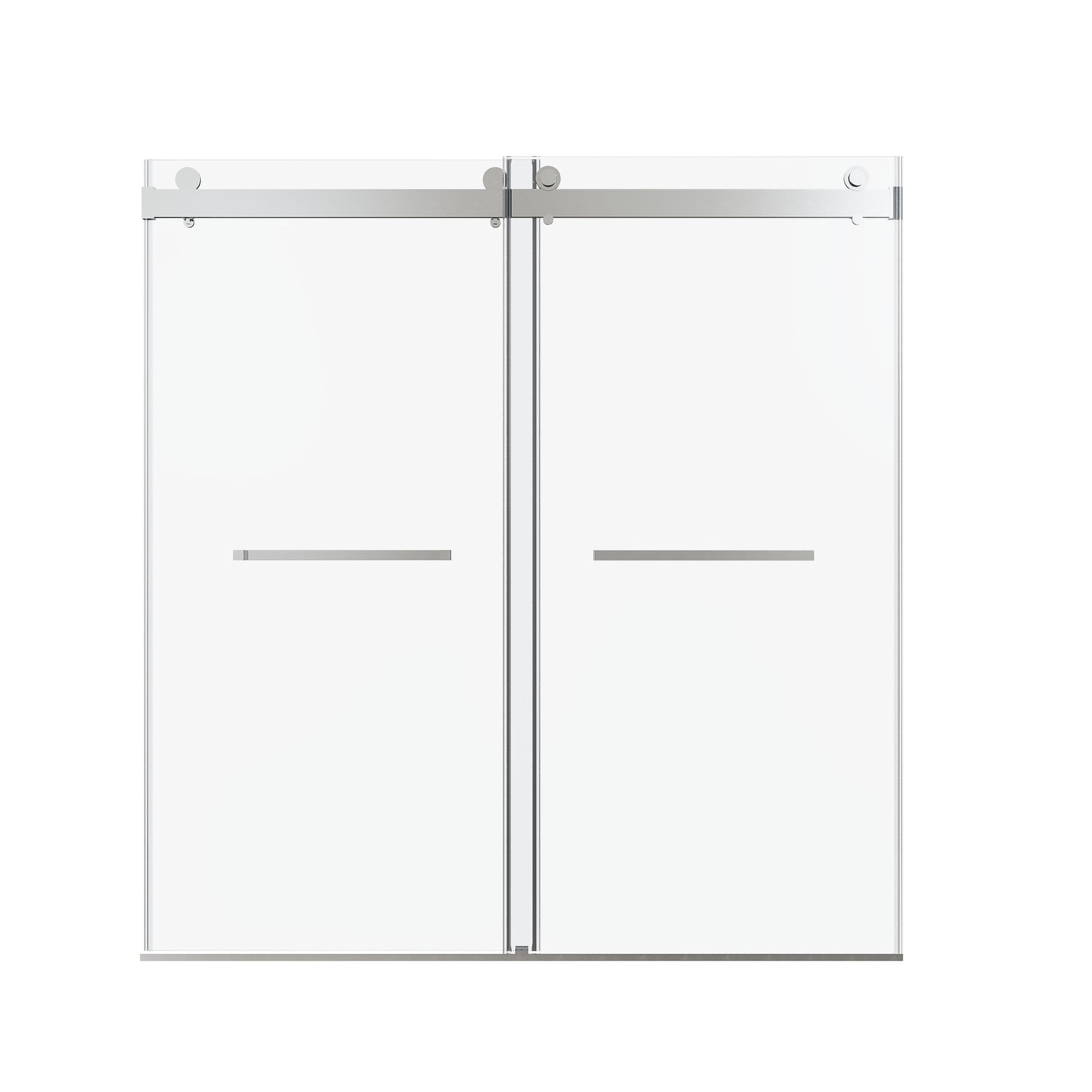Frameless Double Sliding Soft Close Shower Door, Tempered Glass
