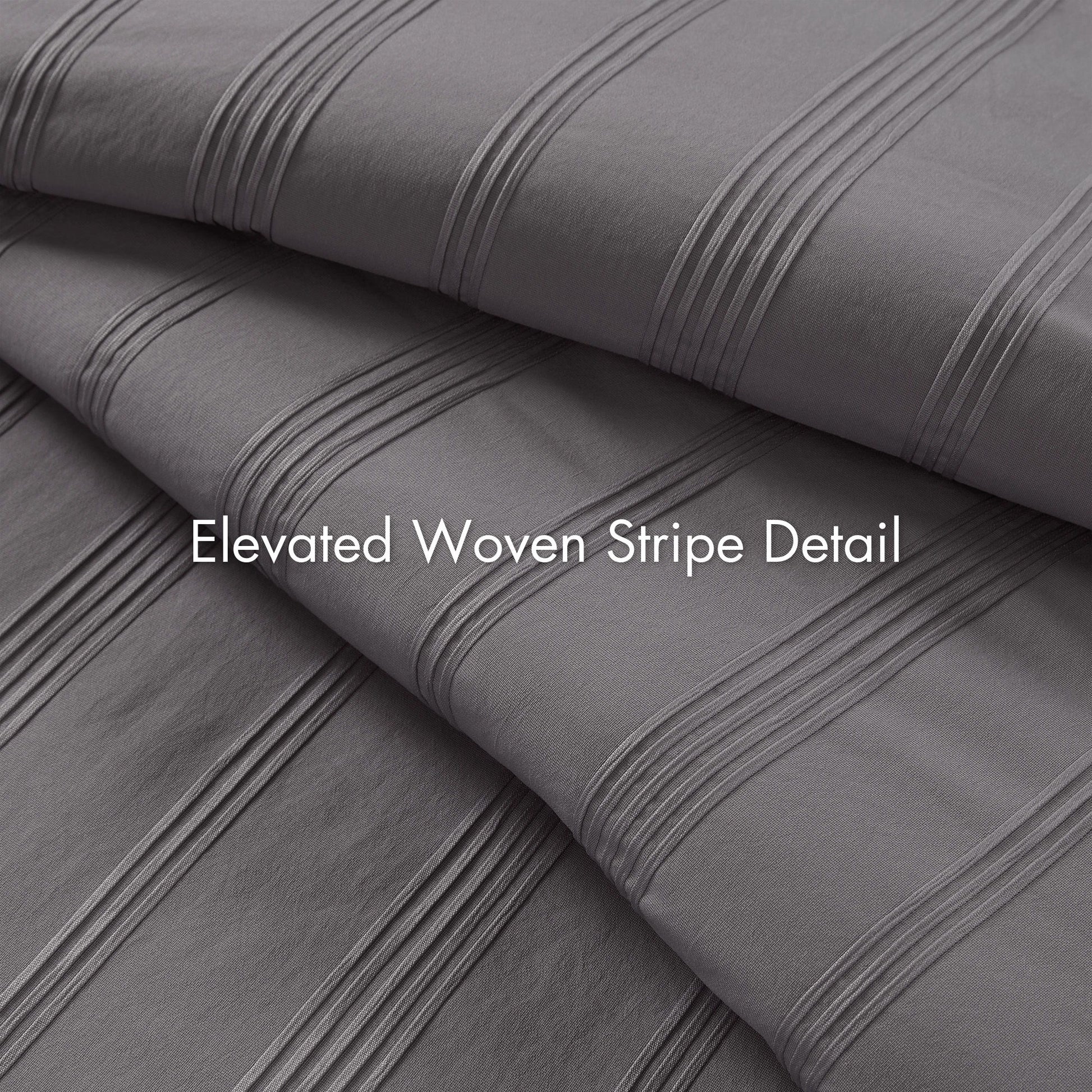Logan - Twin/Twin Long Striped Comforter Set - Charcoal
