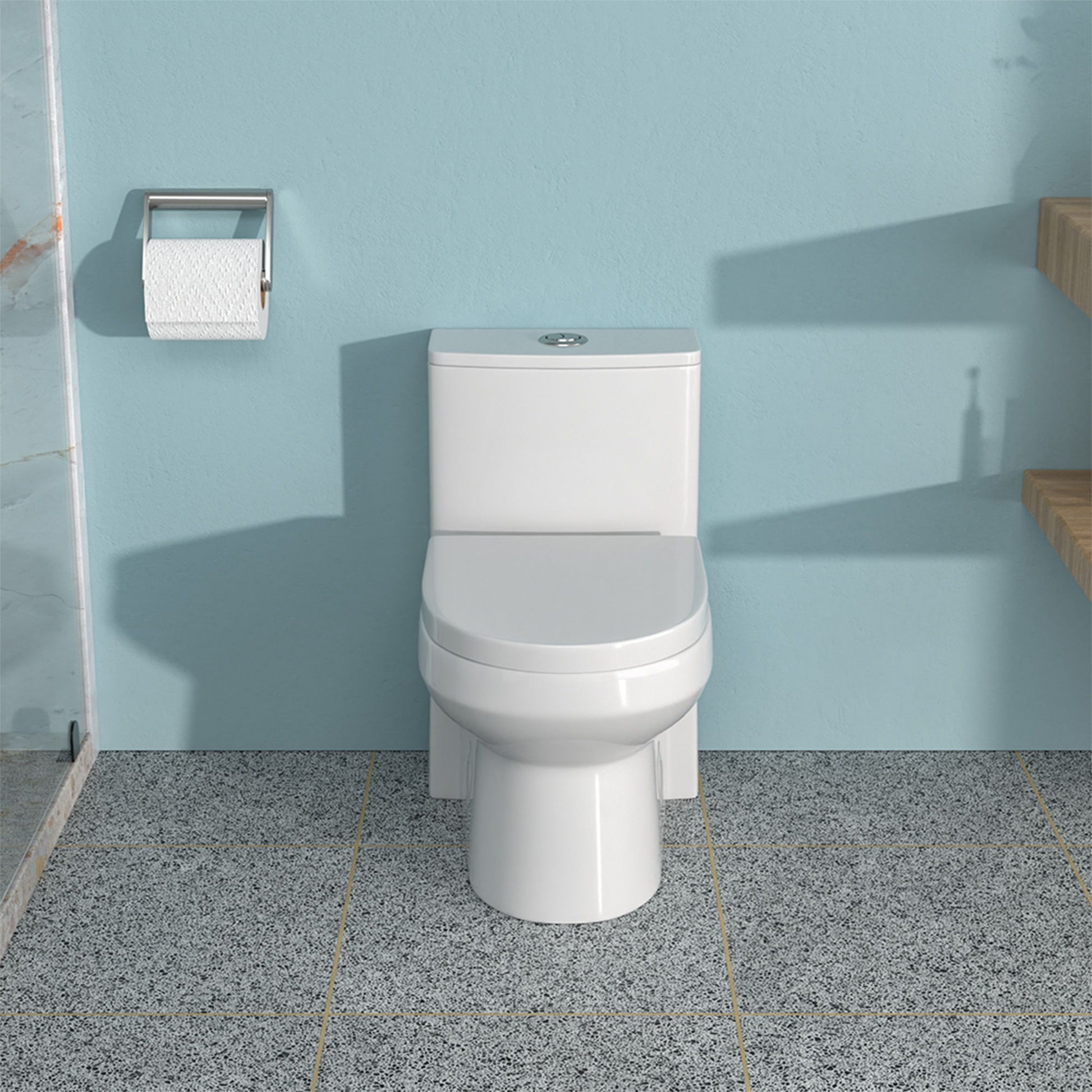 1 Piece Toilet For Bathroom, Dual Flush 1.1 / 1.6 Gpf, Soft Closing Seat - White