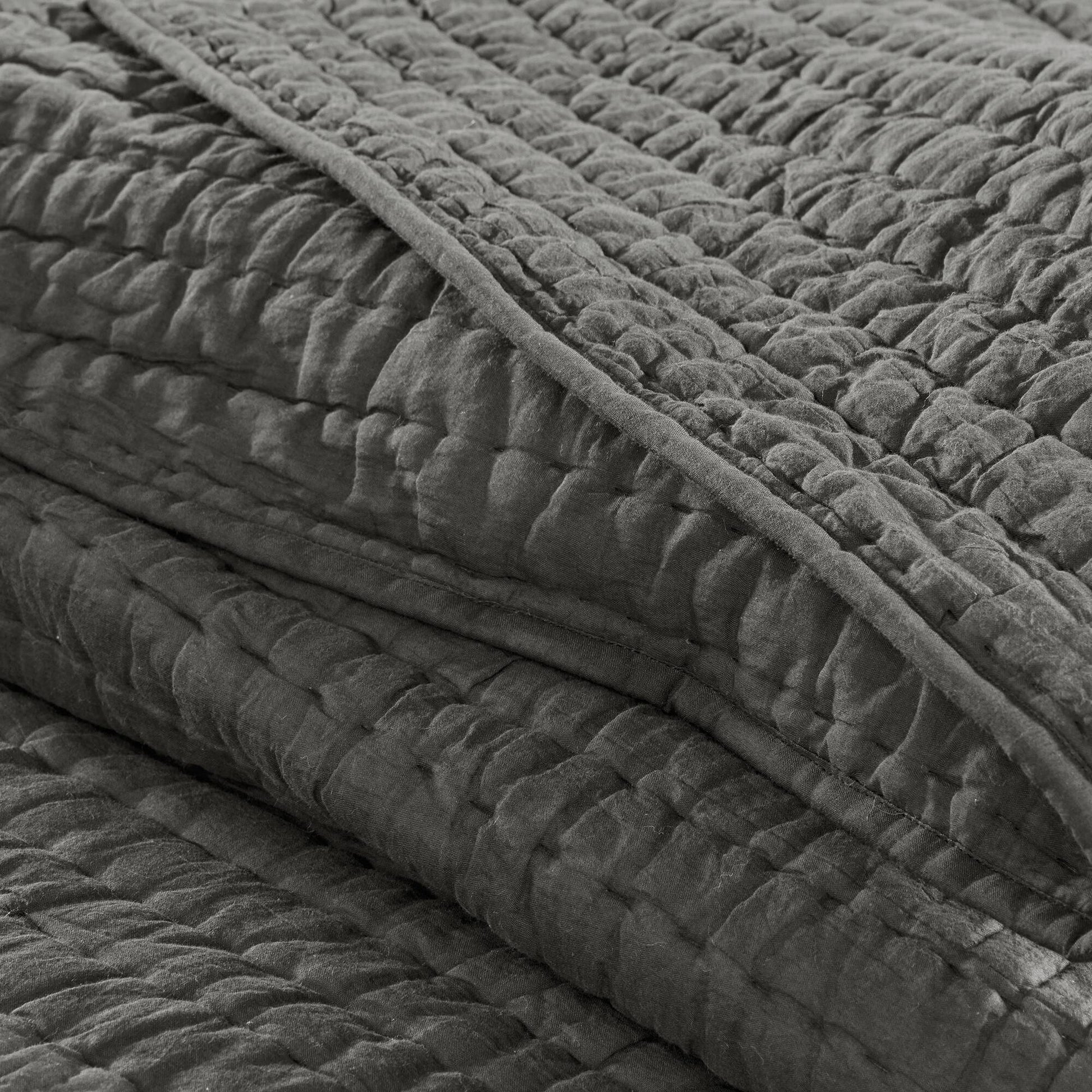 Serene - Hand Quilted Coverlet Set - Gray