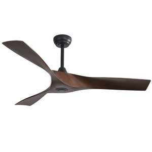 52" Blade Ceiling Fan Without Light, 6 Speed Reversible DC Motor For Living Room, Outdoor Use - Black