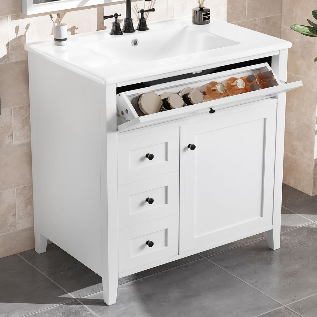Bathroom Vanity With Sink, 3 Drawers And Adjustable Shelf, Freestanding Storage Unit