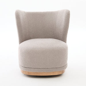 Curved Back Swivel Lounge Chair With Rotating Base For Home - Gray