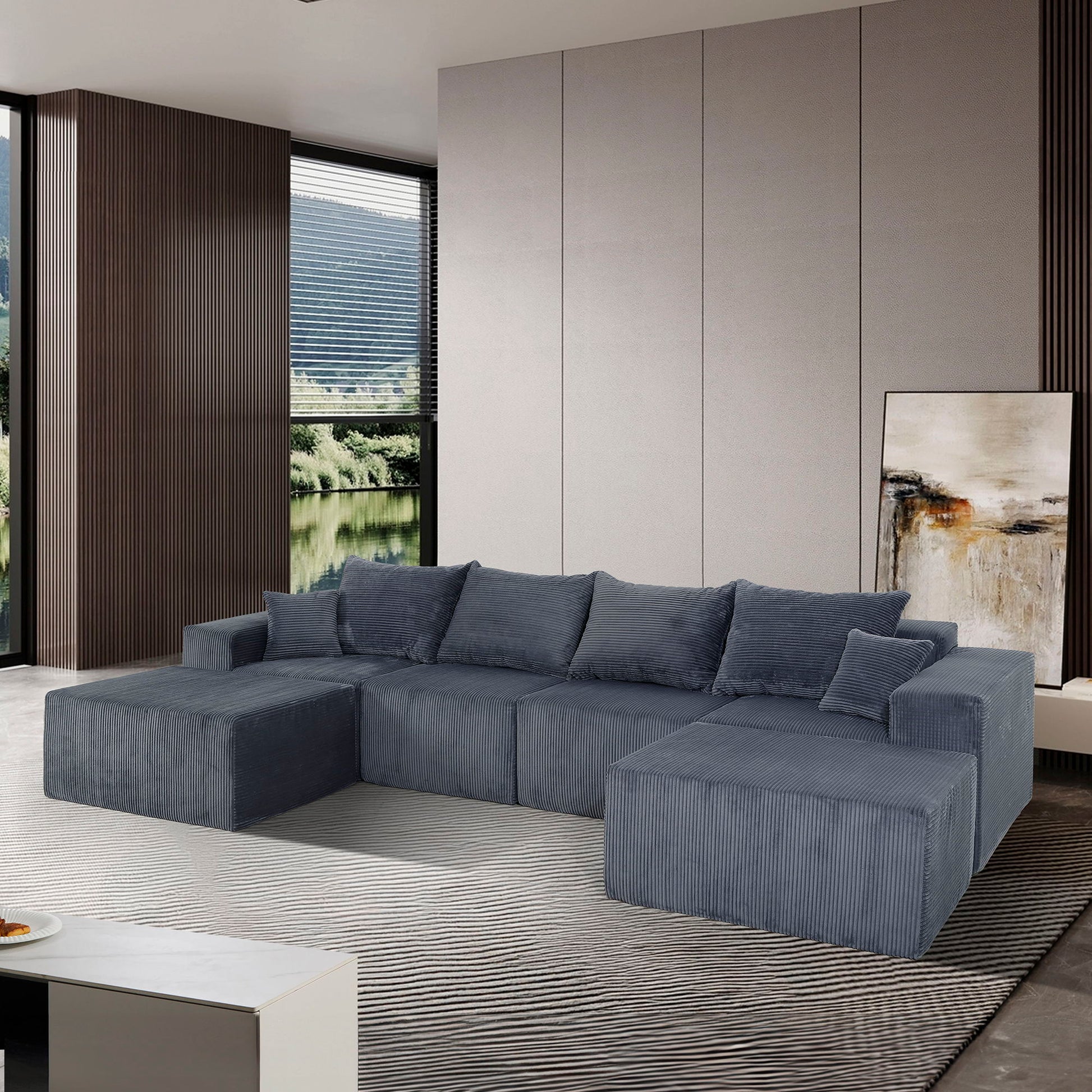 Modular Sectional Sofa, Convertible Couch With Chaise Corduroy