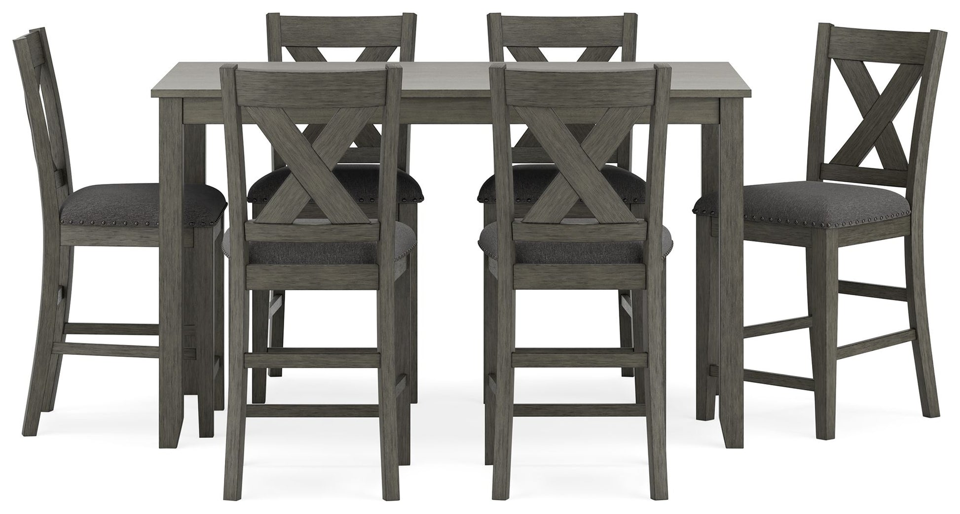 Caitbrook - Rect Drm Counter Table Set (Set of 7) - Gray