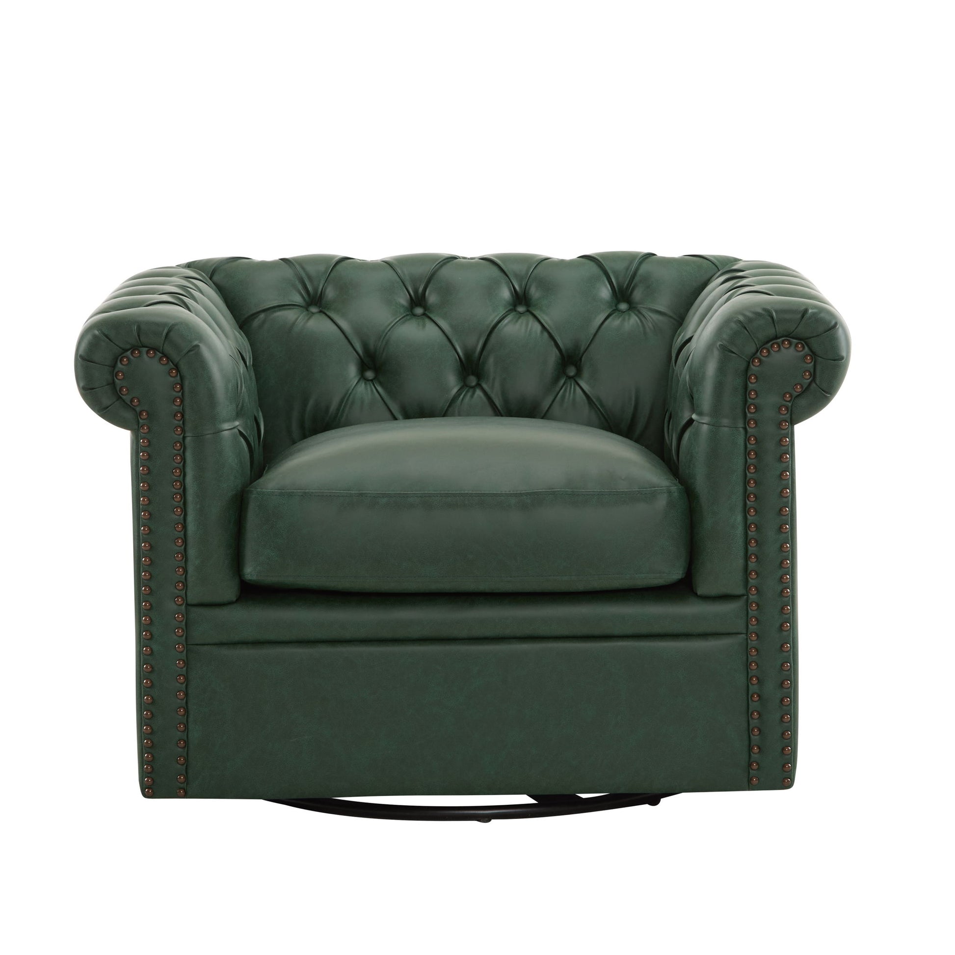 Chesterfield Style Swivel Club Chair With Button Tufted