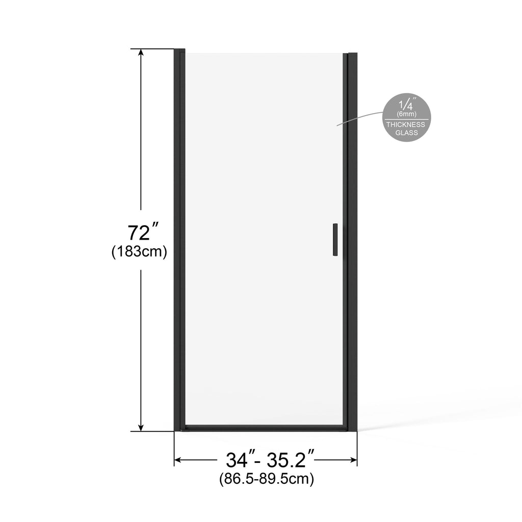 Pivot Shower Door, Tempered Glass, Semi Frameless