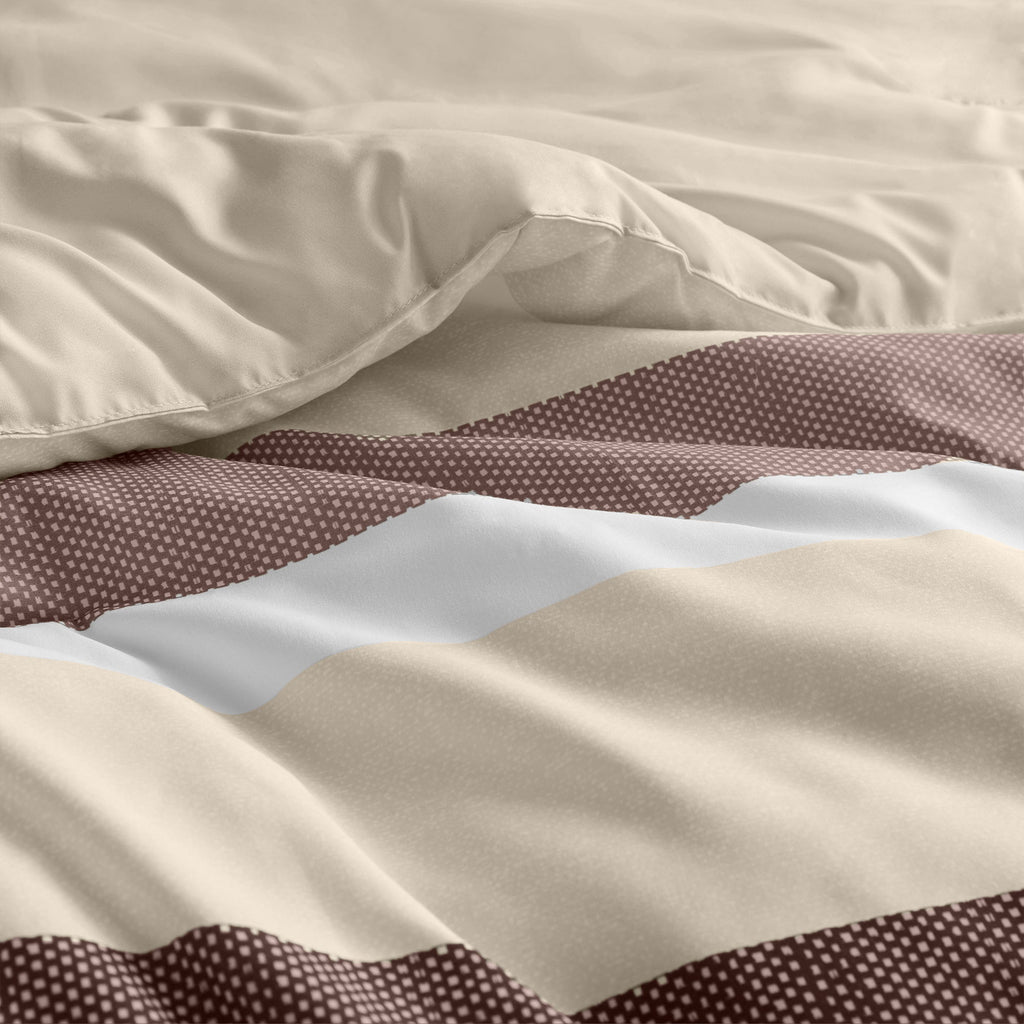 Blais - Twin Stripe Textured Print Comforter Set - Terracotta