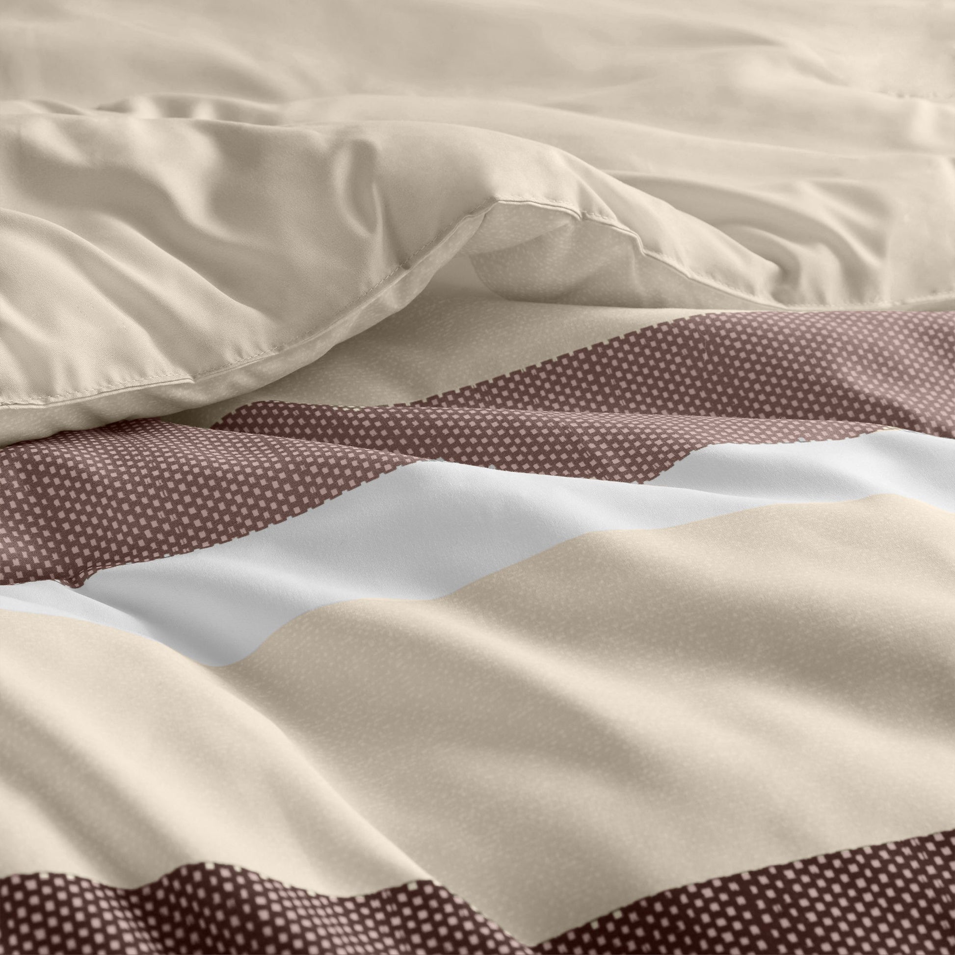 Blais - Twin Stripe Textured Print Comforter Set - Terracotta
