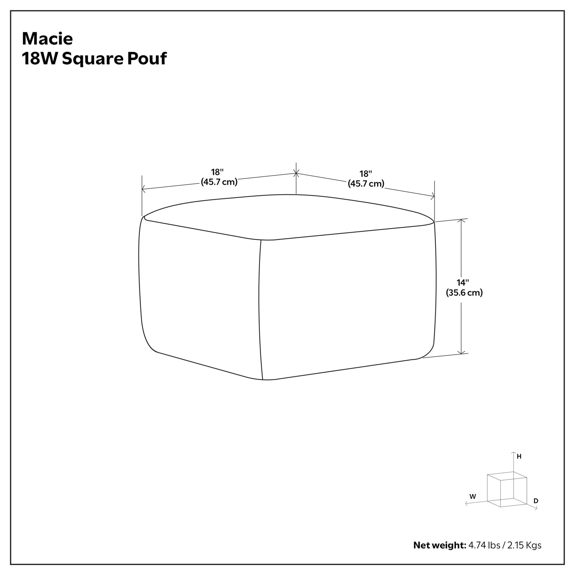 Macie - Square Woven Outdoor / Indoor Pouf - Gray / White