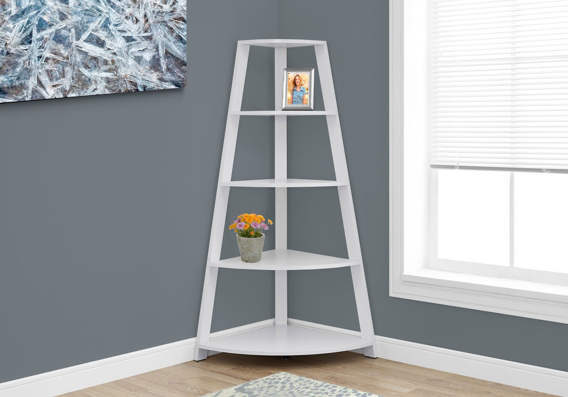 Bookshelf, Bookcase, Etagere, Corner, 4 Tier, Office, Contemporary & Modern