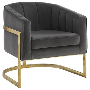 Tufted Barrel Accent Chair Upholstered Lounge Chair - Gray