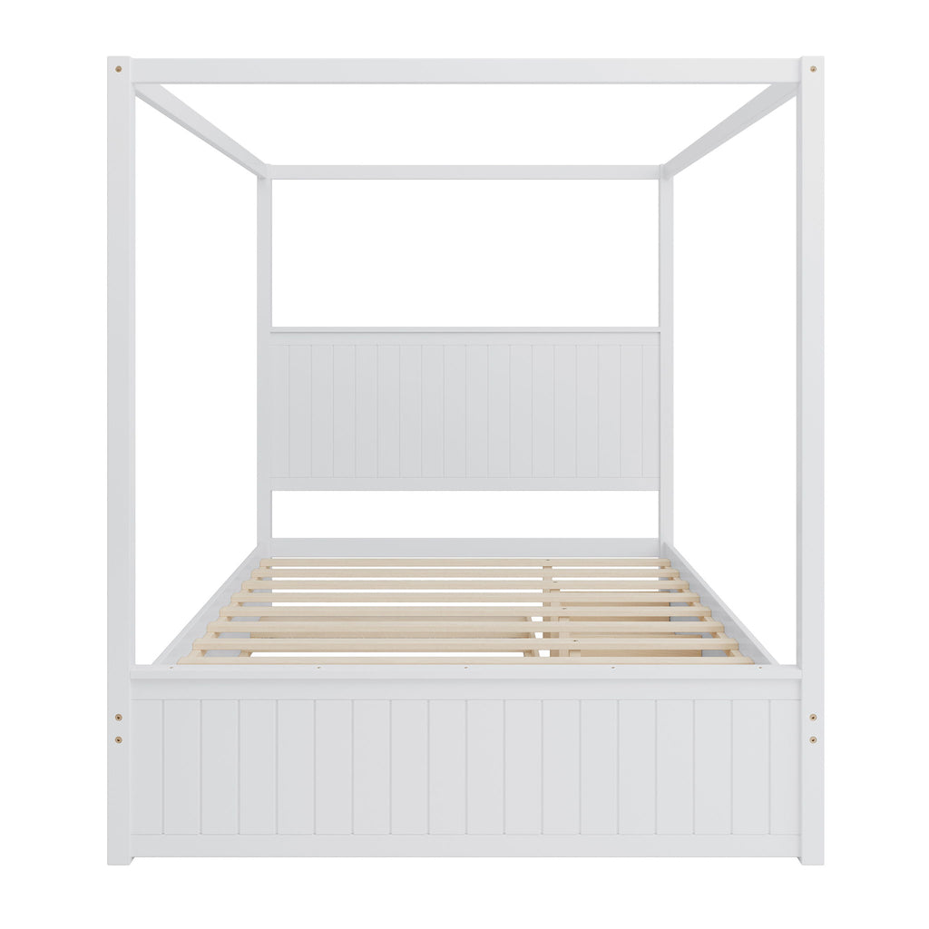 Canopy Platform Bed With Trundle And 3 Storage Drawers