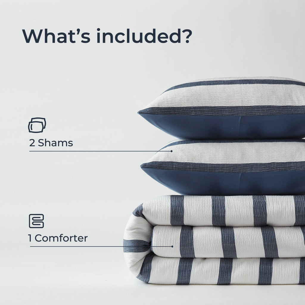 Merritt - King/California King Yarn-Dyed Striped Comforter - Blue