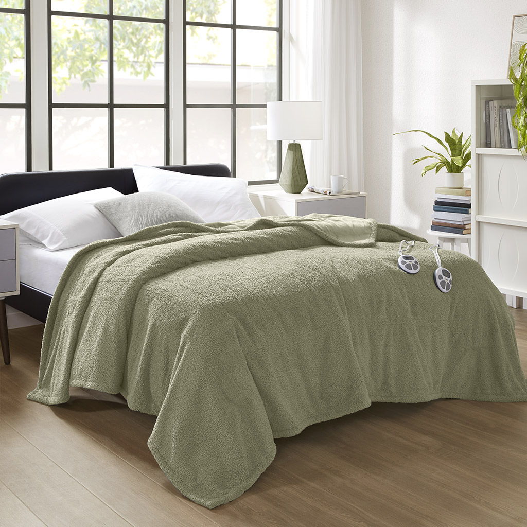 Dream Soft Heated - King Blanket - Sage