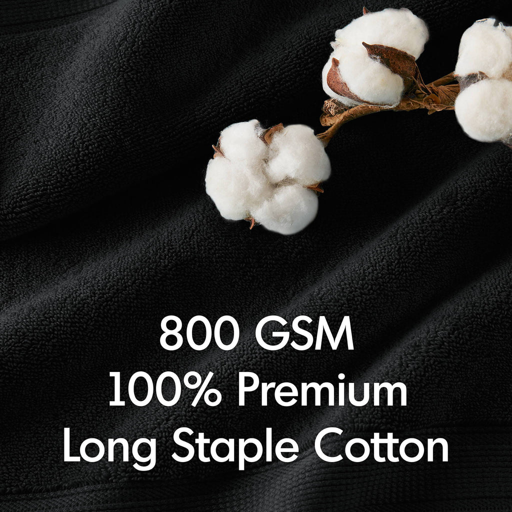 800GSM - 8 Piece Antimicrobial Towel Set - Black