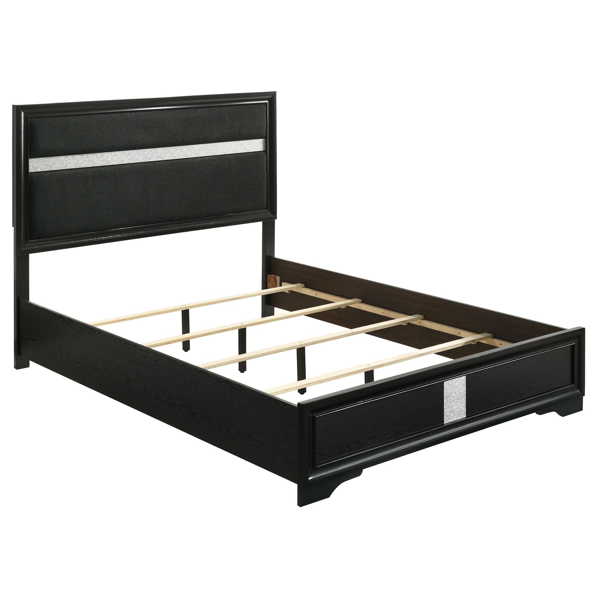 Modern Bedroom Set With Upholstered Headboard And Textured Storage