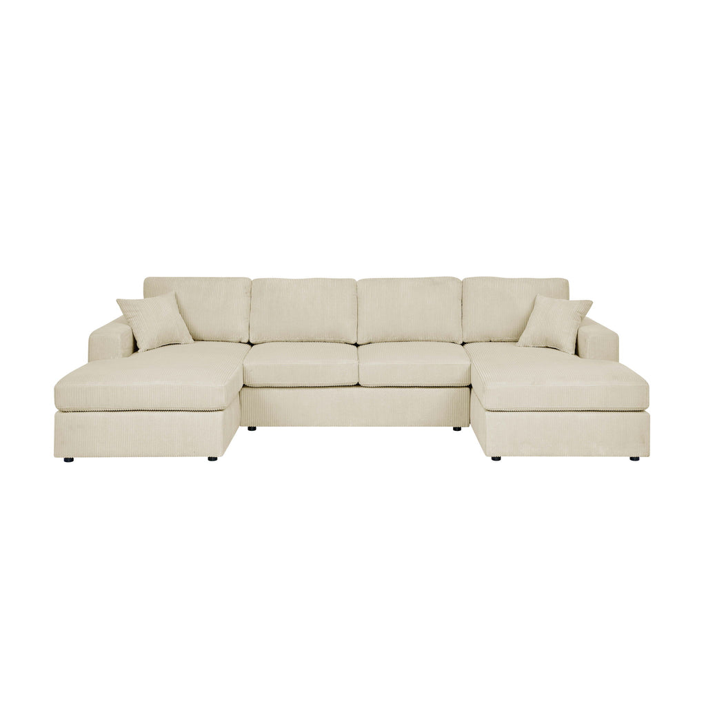 3 Piece Corduroy Double Chaise Sectional Sofa