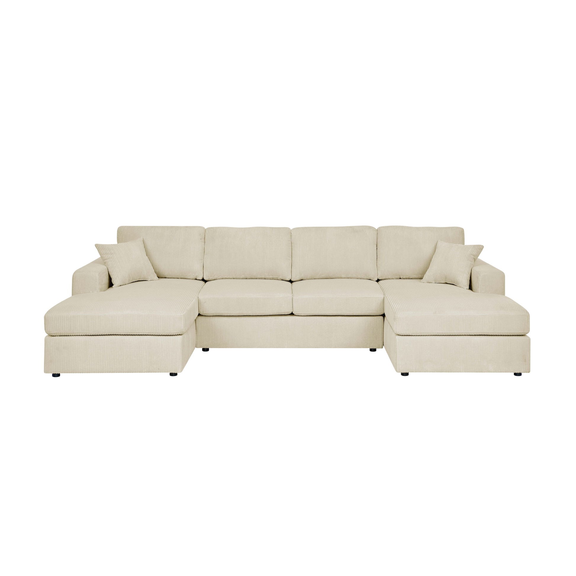 3 Piece Corduroy Double Chaise Sectional Sofa