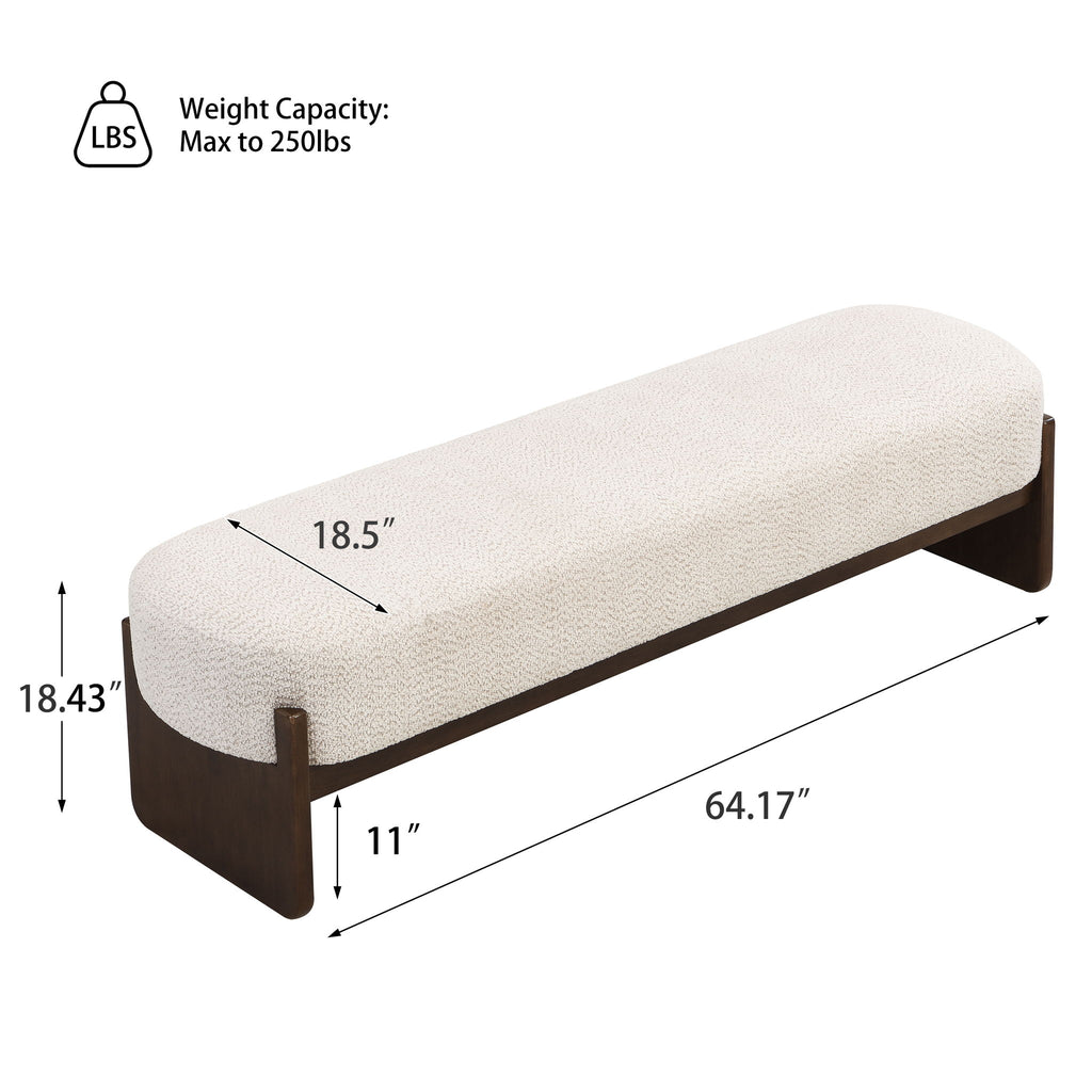Ottoman With Upholstery, Rectangular Design - Beige / Brown