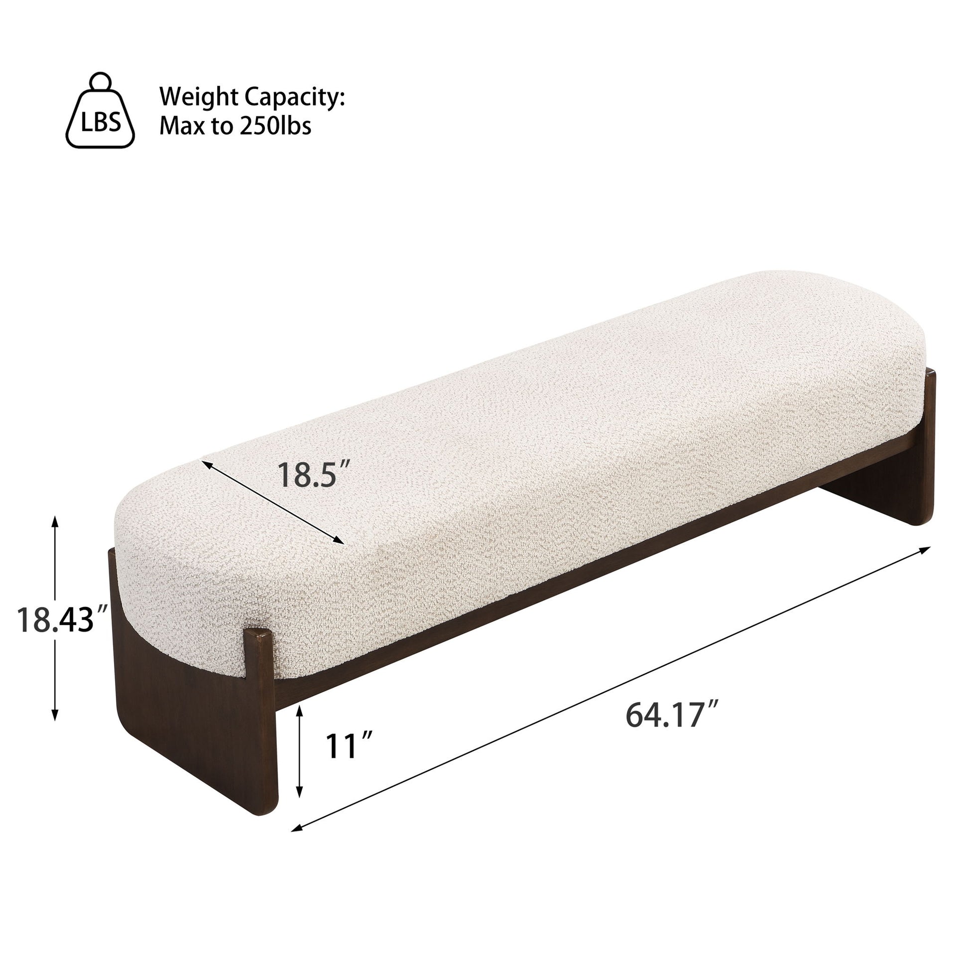 Ottoman With Upholstery, Rectangular Design - Beige / Brown