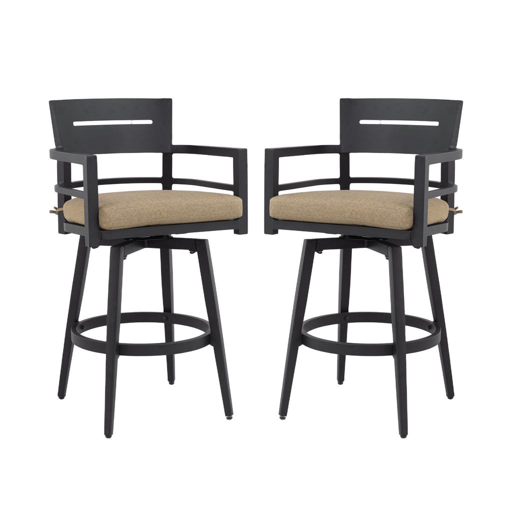 Outdoor Swivel Bar Chairs, 360 Degree Rotation, Ergonomic Backrest (Set of 2)