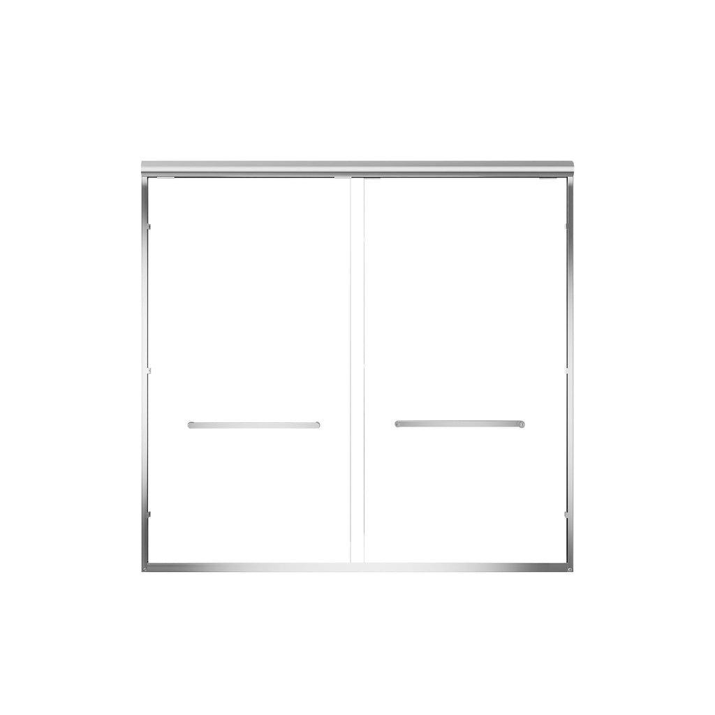 Aluminum Frame Double Double Soft Close Shower Door, Tempered Glass And Dual Stainless Steel Handles