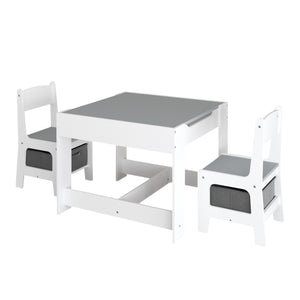Kids Table And Chair Set, 3 In 1 Activity Table With Storage Drawer For Toddlers Drawing, Reading, Crafts, 2 In 1 Detachable Top - White