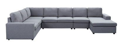 Hayden - Linen 7 Seat Reversible Modular Sectional Sofa Chaise - Light Gray