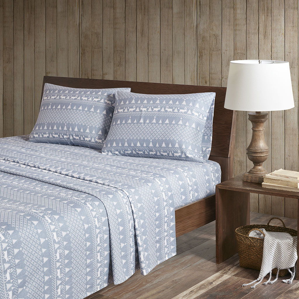Flannel - California King Sheet Set - Blue Winter Frost