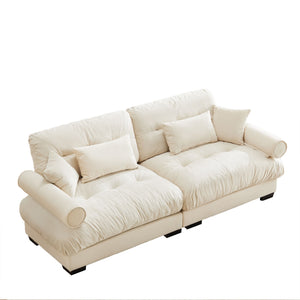 Modern Oversize Sofa With Cloud Like Comfort, Featuring Waist And Throw Pillows