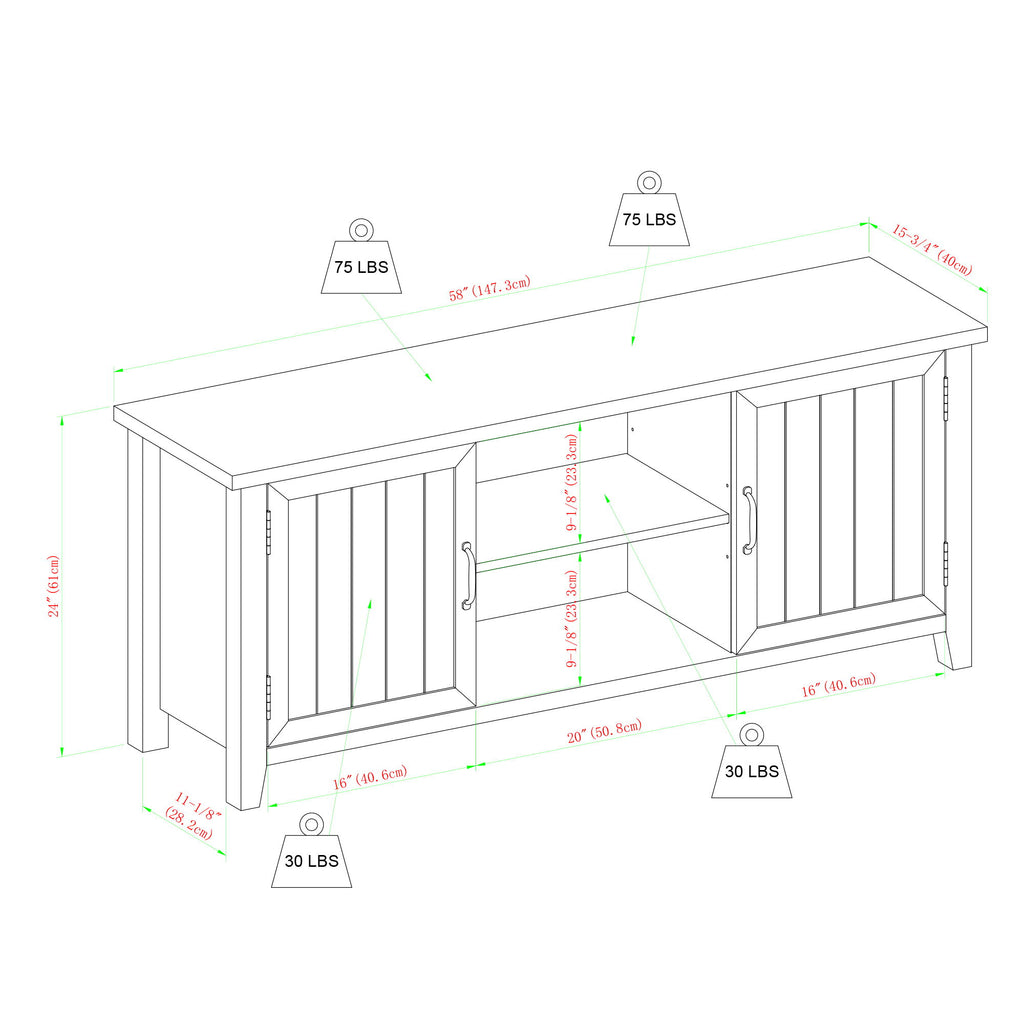 Classic Grooved Door TV Stand For Tvs Up To 65"