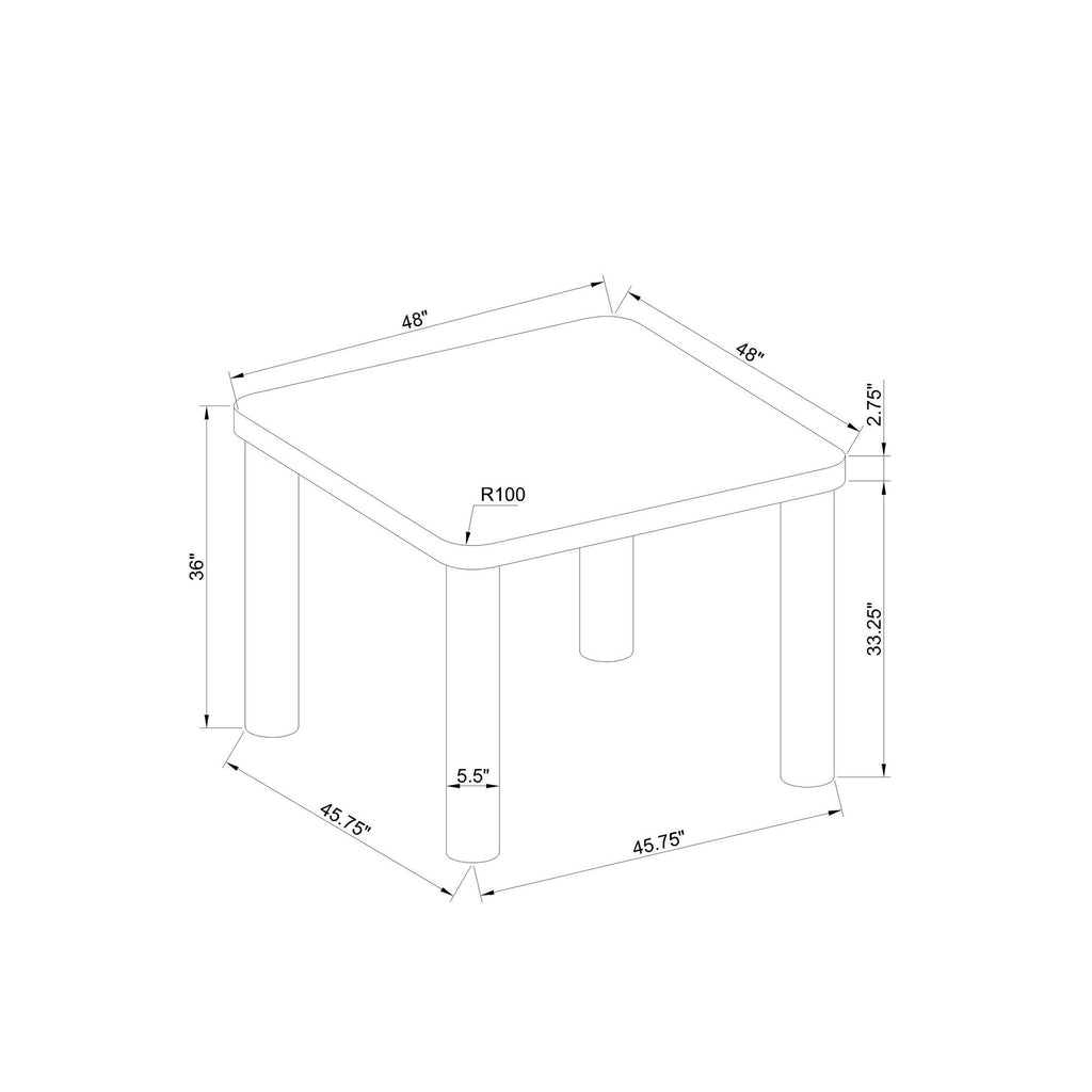 Square Frame Dining Table - Gray