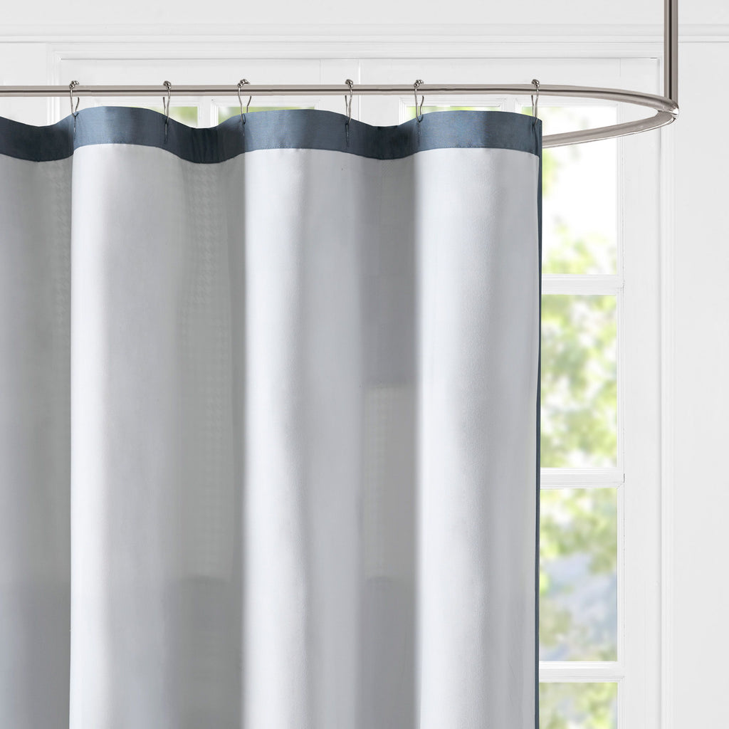 Winter Hills - Cotton Shower Curtain - Blue