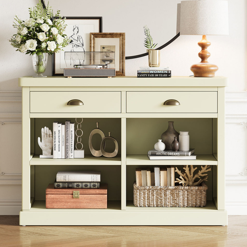 Console Table With 2 Drawers And Open Shelves