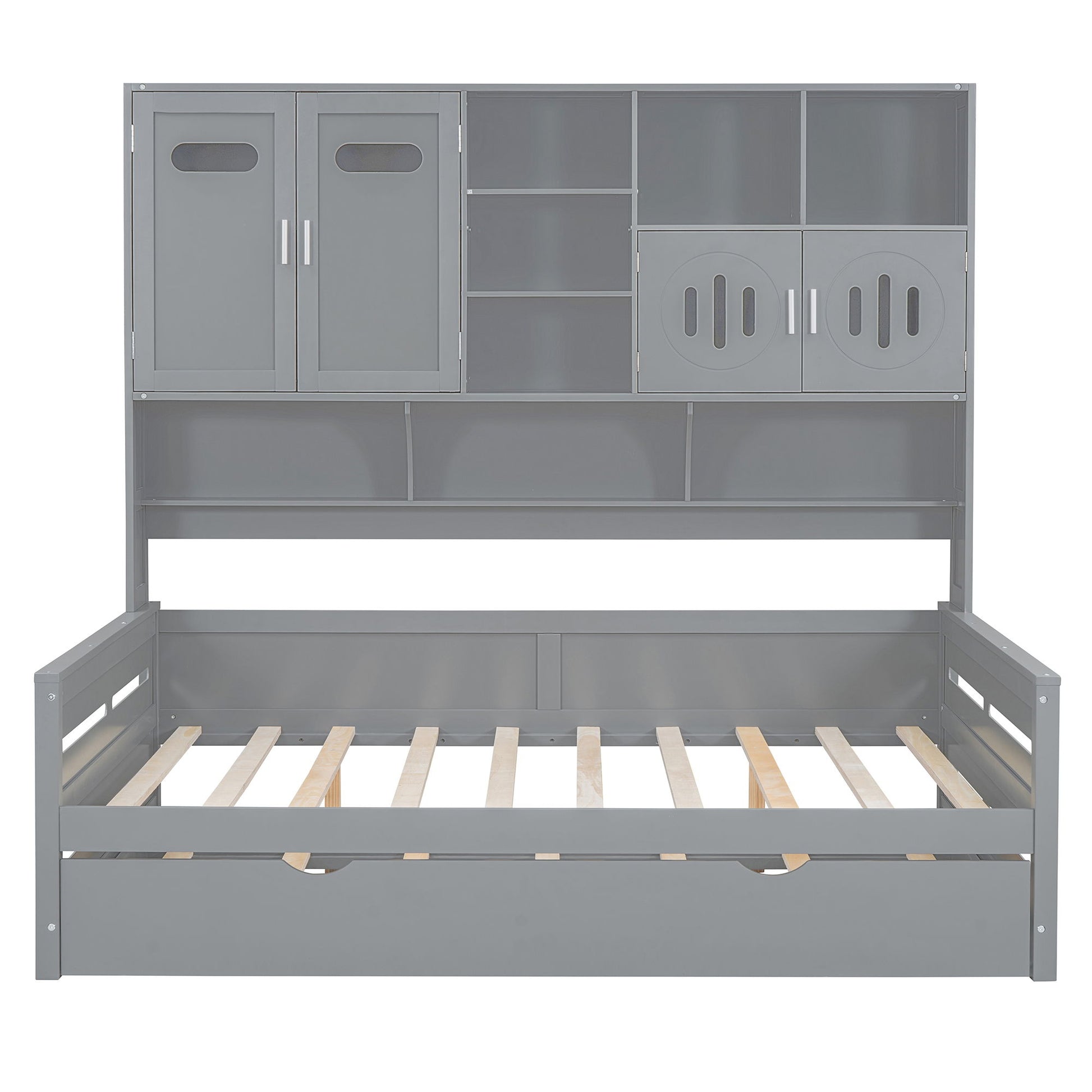 Daybed With All-In-One Cabinet And Shelf