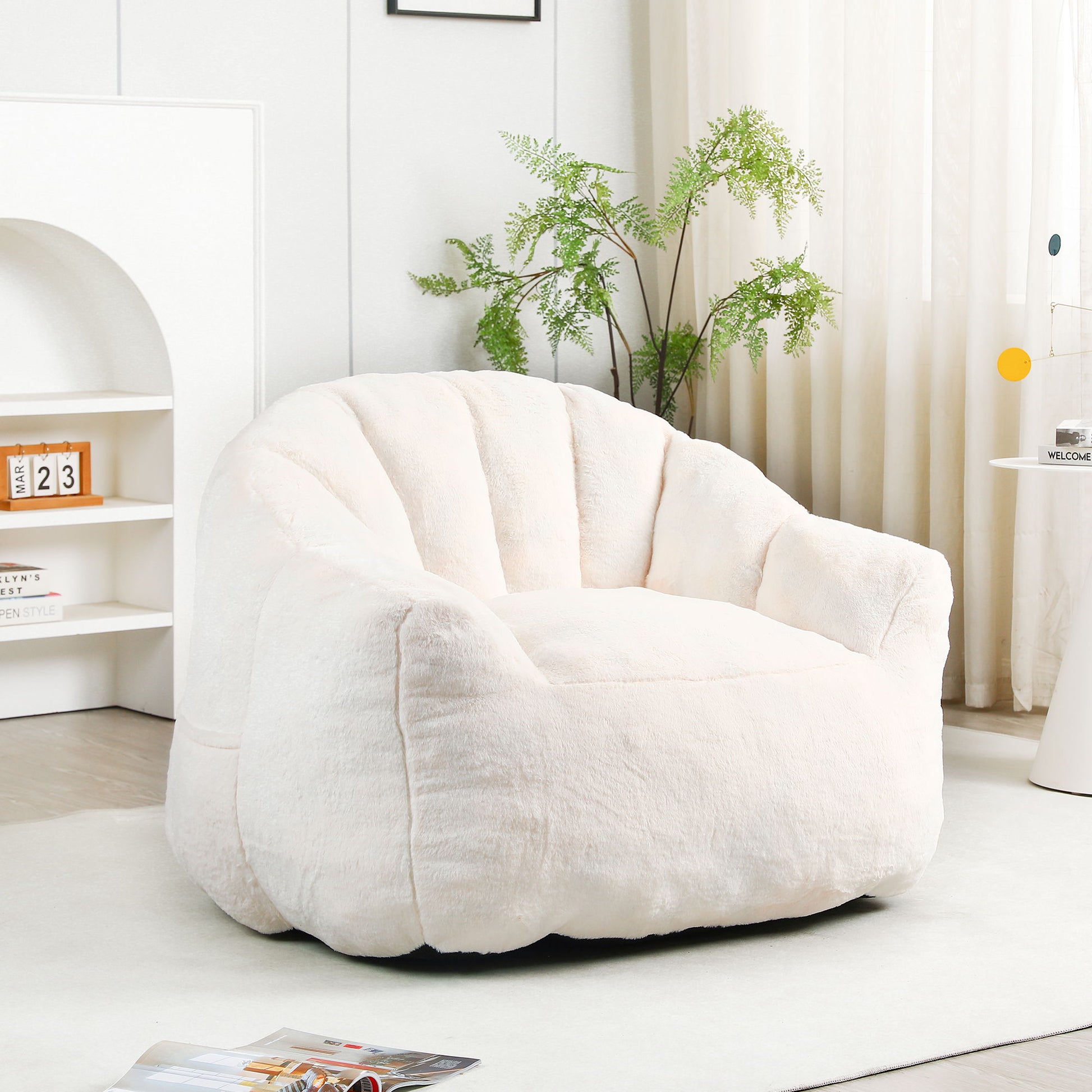 Beanbag Chair, Beanbag Sofa Chair With Armrests Stuffed High Density Foam