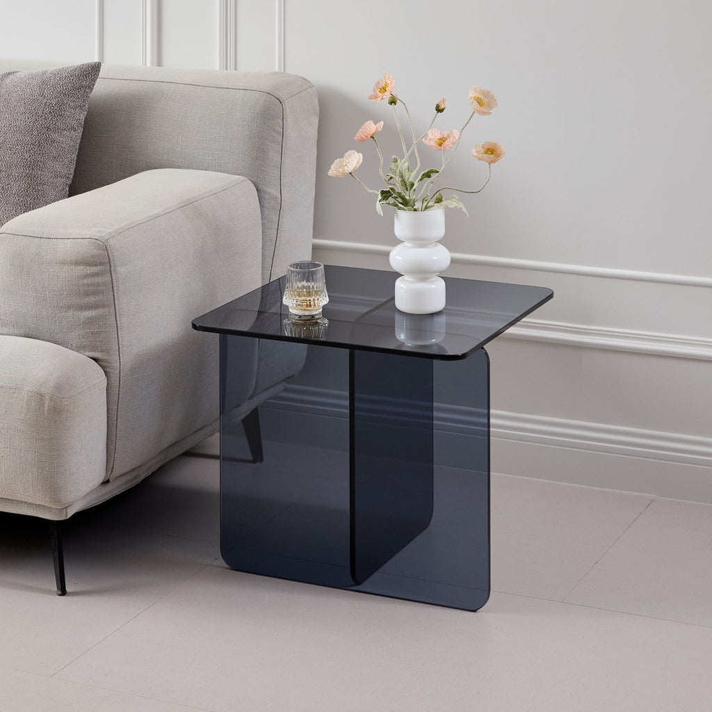 Modern Transparent Tempered Glass Sidetable