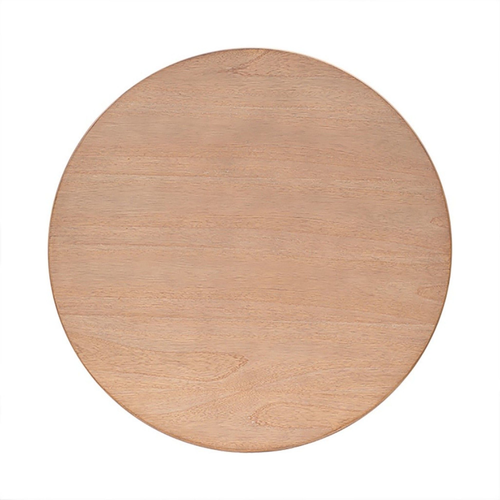 Minimalist Round Coffee Table With Shelf Storage - Natural