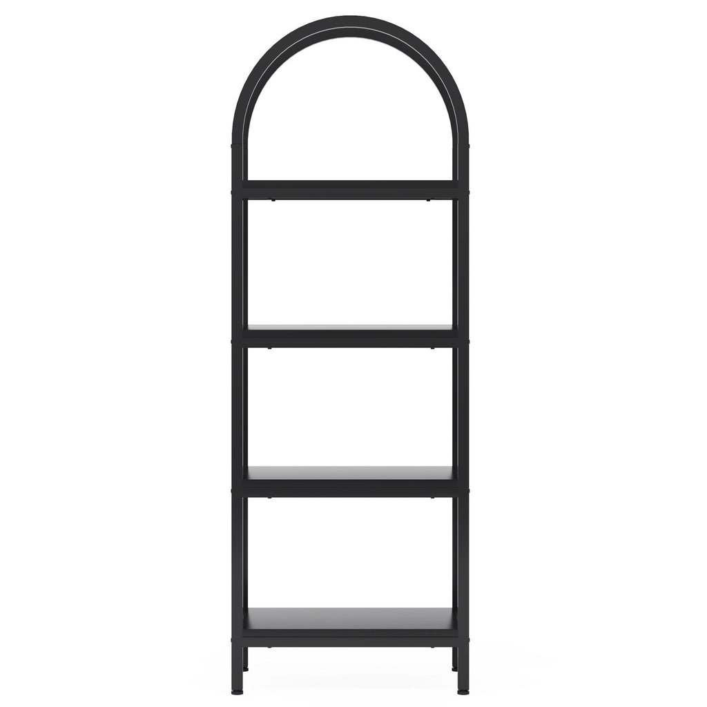 Industrial 4 Tier Open Bookshelf With Curved Top