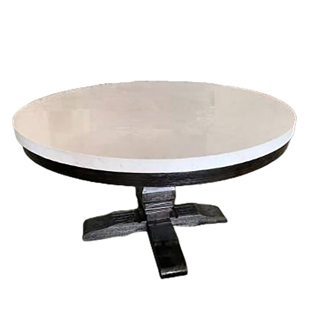 Nolan - Marble Top Salvage Round Dining Table - White