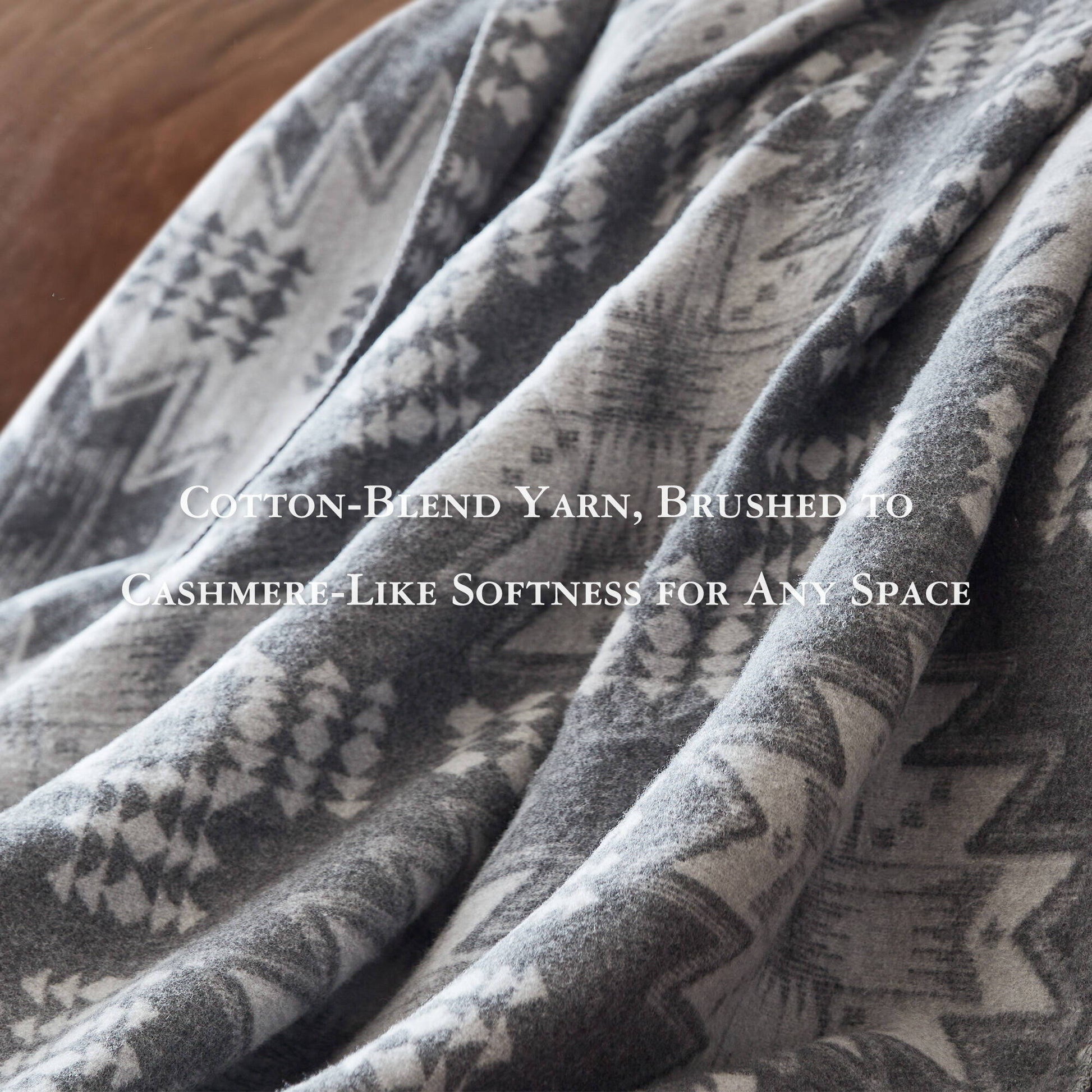 Alberta - Cotton Blend Blanket - Gray Aztec